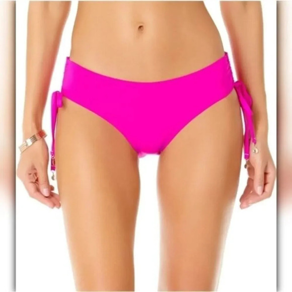 ANNE COLE Hot Pink Side Tie Bikini Bottom - Picture 1 of 7